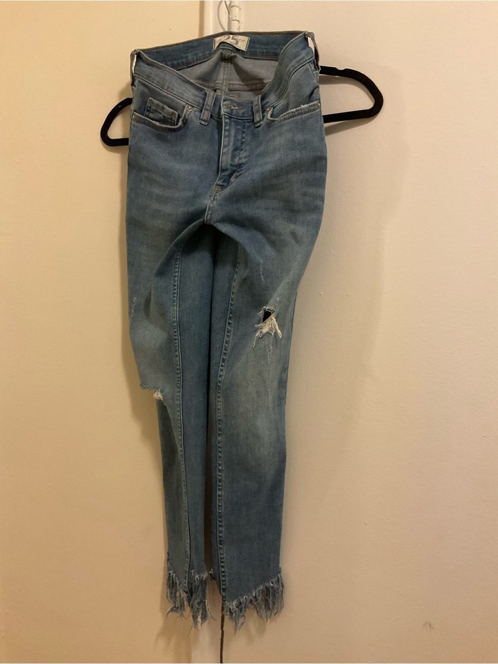 We The Free Light Blue Distressed Ankle Jeans